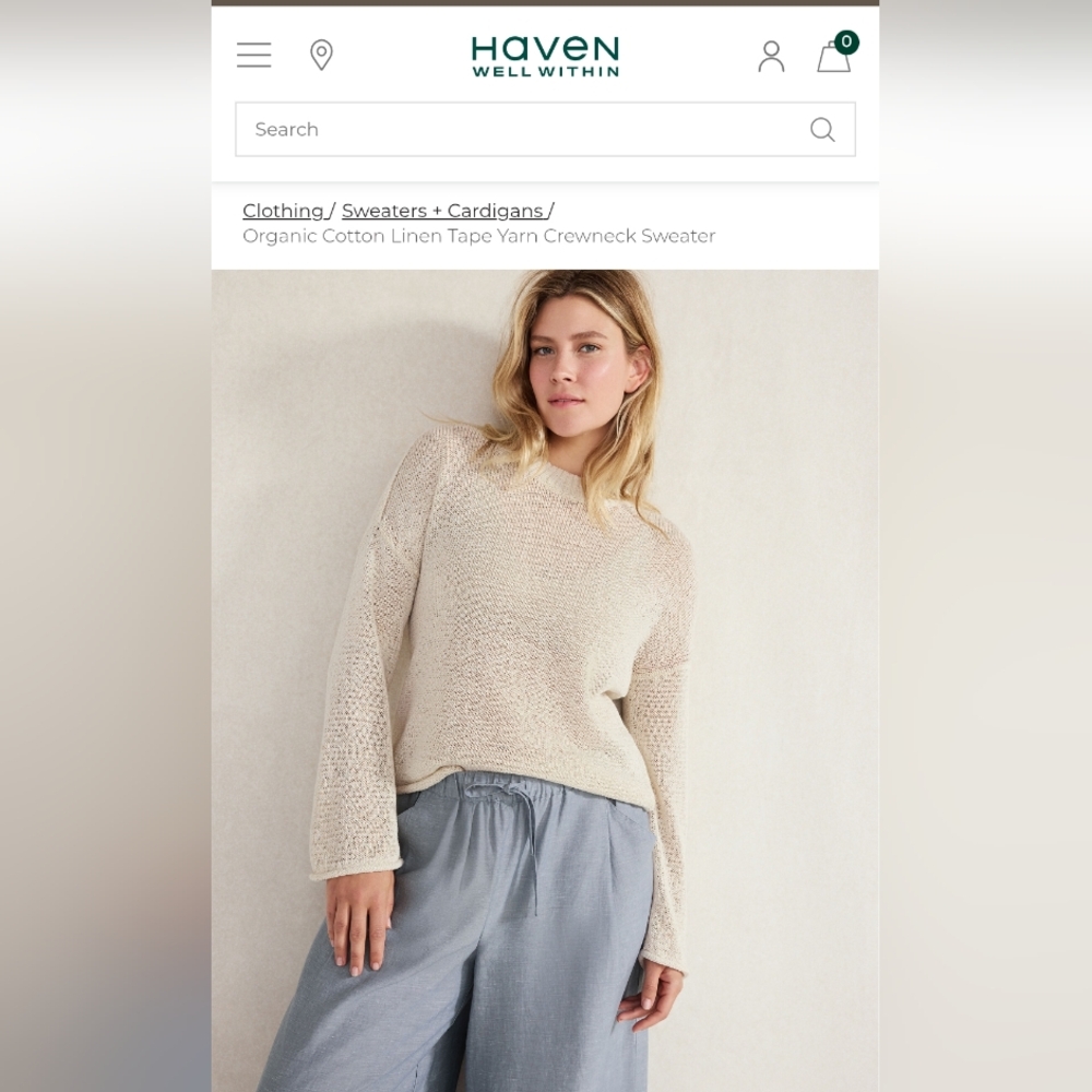 Haven Well Within Linen Cotton Tape Yarn Crewneck Sweater Lightweight